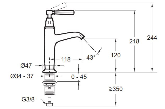 Смеситель Jacob Delafon Cleo 1889 E24308-CP для раковины