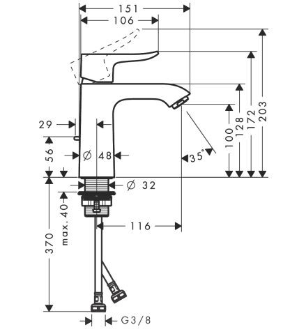 Смеситель Hansgrohe Metris 31121000 для раковины