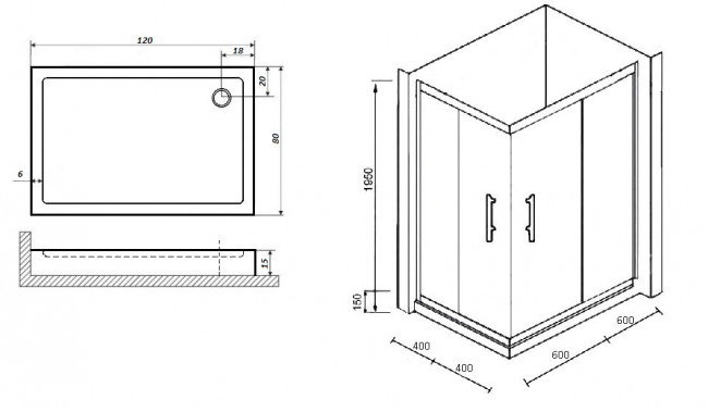 Душевой уголок Parly ZQ121G-R 120*80 правый