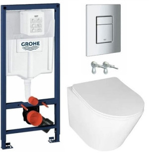 Комплект инсталляции Grohe с унитазом Teramo 48 безободковый микролифт