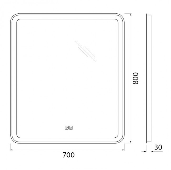 Зеркало BelBagno SPC-MAR-700-800-LED-TCH-WARM сенсор