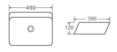 Раковина CeramaLux 2242 45*39 накладная