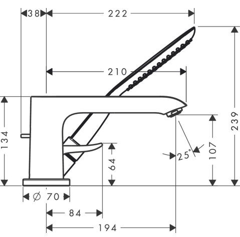 Смеситель Hansgrohe Metris 31190000 на борт ванны