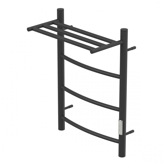 Полотенцесушитель электрический Point Афина PN04846PB П3 400*600 с полкой диммер справа черный