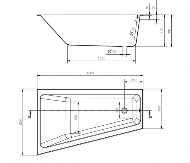 Ванна акриловая Cersanit Crea 160*100 левая WA-CREA*160-L встраиваемая