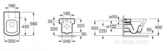 Унитаз подвесной Roca Hall 34662E000 без сиденья