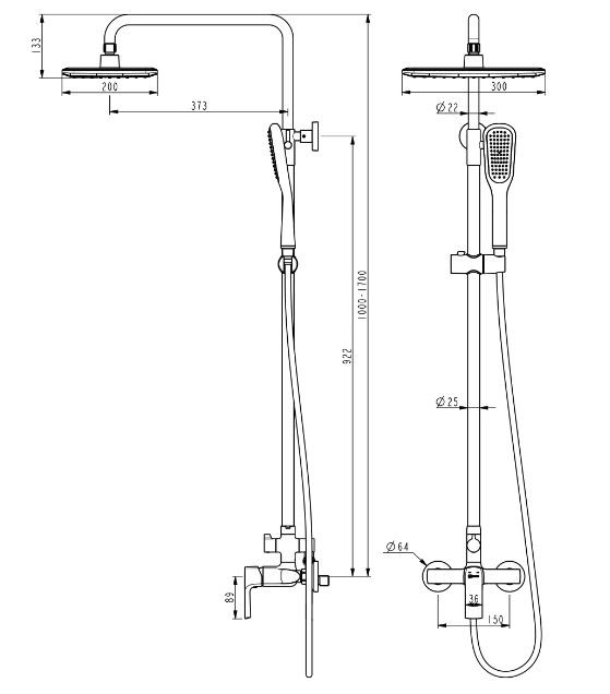 Душевая система Lemark Ursus LM7260BL