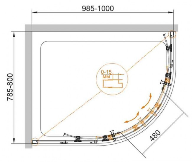 Душевой уголок BelBagno ECO-O-RH-2 100*80 прозрачное