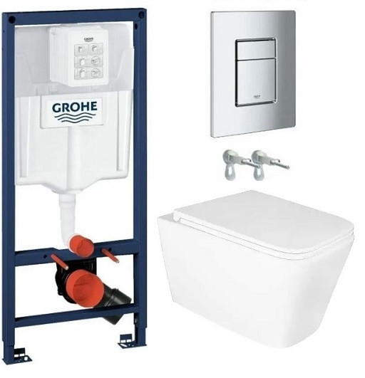 Комплект инсталляции Grohe с унитазом Mona безободковый микролифт