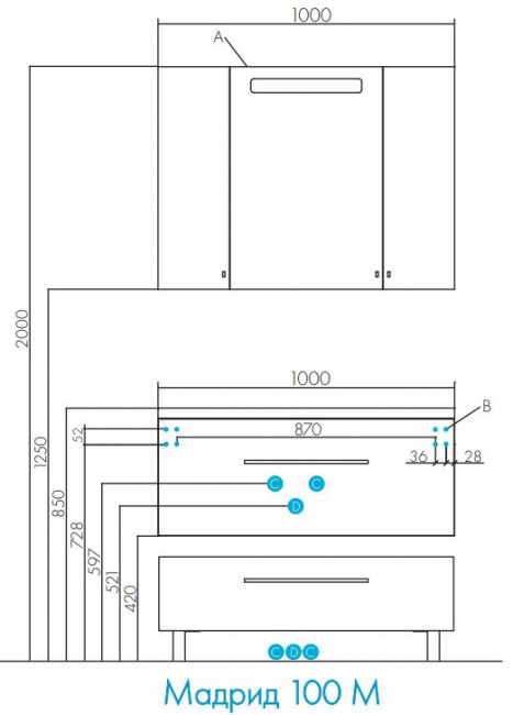 Зеркальный шкаф Акватон Мадрид 100 1A111602MA010
