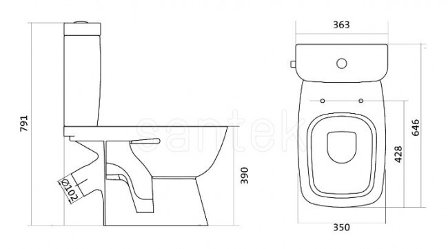 Унитаз-компакт Santek Нео Лайт 1WH302471 диагональный выпуск сиденье микролифт slim