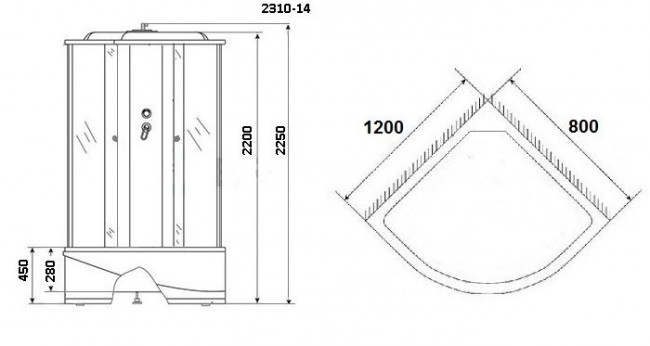 Душевая кабина Niagara NG-2310-14R 120*80 правая
