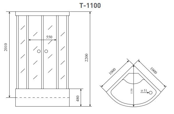 Душевая кабина Timo Standart T-1100 100*100