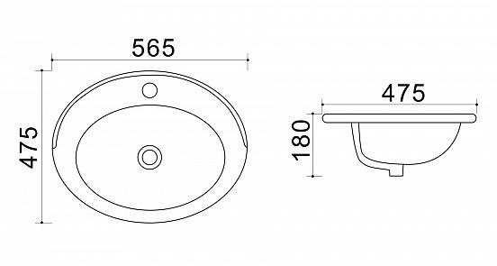 Раковина Azario Trend AZ-404 56,5*47,5 врезная