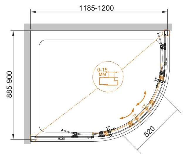 Душевой уголок BelBagno ECO-O-RH-2 120*90 прозрачное