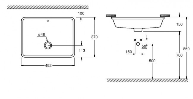 Раковина Grohe Cube Ceramic 50 3948000H встраиваемая снизу