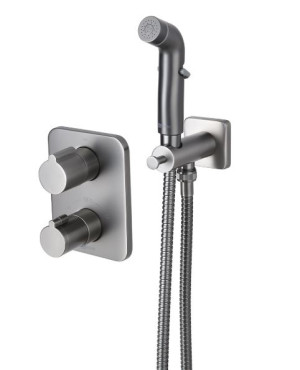 Комплект гигиенического душа Lemark Bronx LM3740GM термостат графит