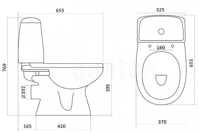 Унитаз-компакт Santek Цезарь 1WH302415 горизонтальный выпуск сиденье микролифт slim