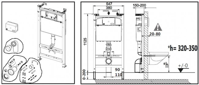 Система инсталляции Roca Active с клавишей смыва 32B хром глянец