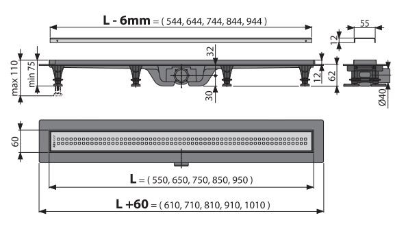 Душевой лоток AlcaPlast APZ9 Simple APZ9-650M