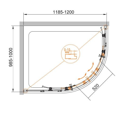 Душевой уголок BelBagno ECO-O-RH-2 120*100 прозрачное