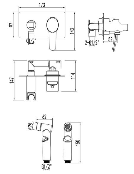 Комплект гигиенического душа Lemark Atlantiss LM3259C хром