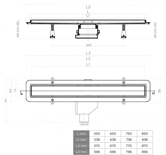 Душевой лоток Pestan/BETTOSERB Compact Line 550 13702509