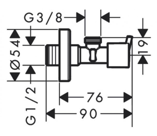 Угловой вентиль Hansgrohe S G3/8 13901000