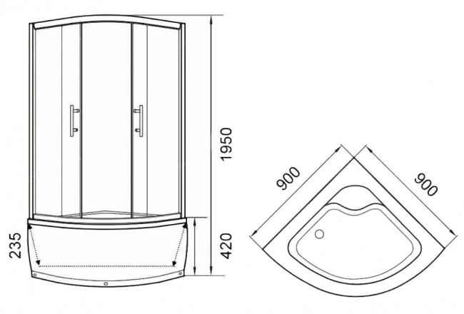 Душевой уголок Parly Z900 90*90