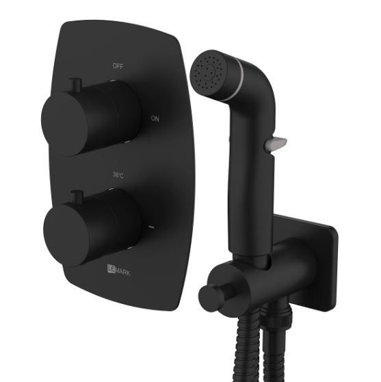 Комплект гигиенического душа Lemark Ursus LM7240BL термостат черный матовый