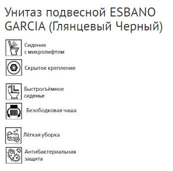 Унитаз подвесной Esbano Garcia ESUPGARCB безободковый черный