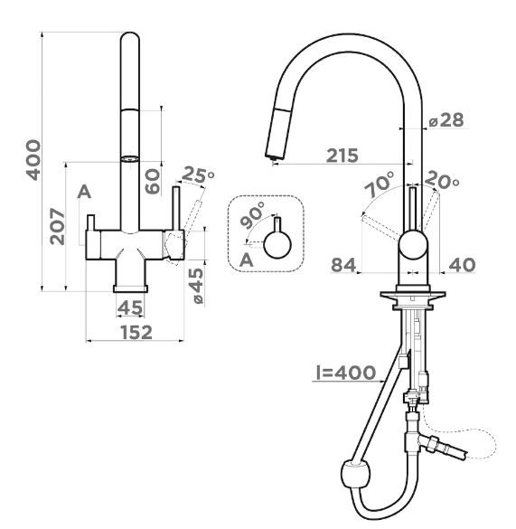 Смеситель Omoikiri Akita-S-BN 4994302 для кухни с подключением к фильтру нержавеющая сталь
