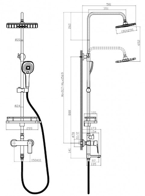 Душевая система Rossinka RS27-46