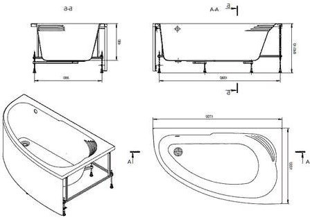 Ванна акриловая Roca Merida 170*100 ZRU9302993 правая