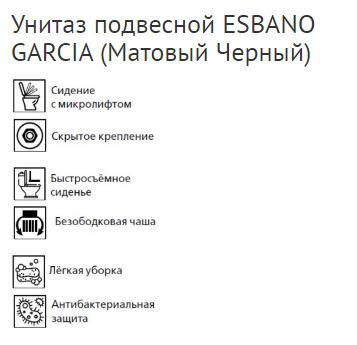 Унитаз подвесной Esbano Garcia ESUPGARCBM безободковый черный матовый