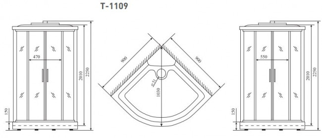 Душевая кабина Timo Standart T-1109 90*90