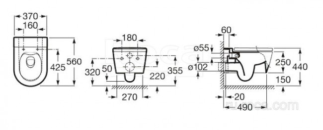 Унитаз подвесной Roca Inspira Round 346527000 безободковый без сиденья