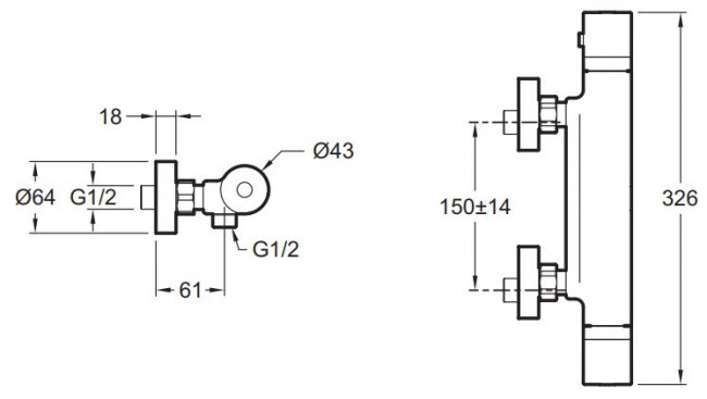 Смеситель Jacob Delafon Rivoli E24324-CP для душа термостат