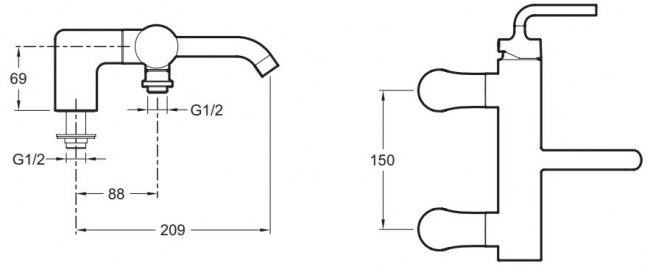 Смеситель Jacob Delafon Purist E14500-4A-CP для ванны