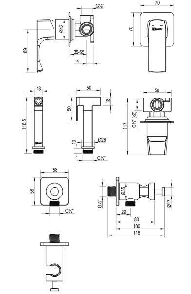Комплект гигиенического душа Lemark Ursus LM7219BG брашированное золото