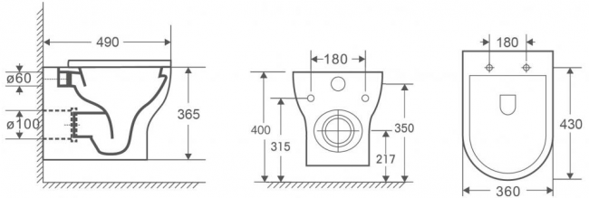 Унитаз подвесной OWL Tid Cirkel-H OWLT190701 безободковый с микролифтом