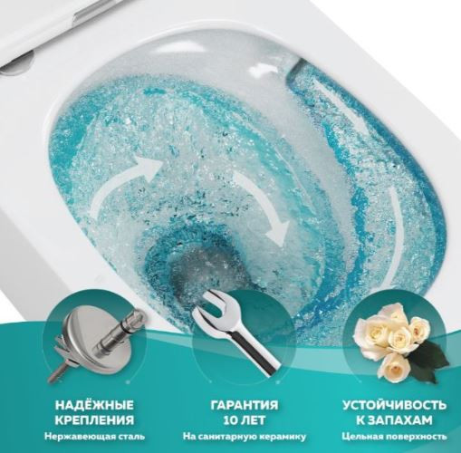 Унитаз подвесной OWL Wave Cirkel-H TOWLT190801 безободковый система смыва Торнадо с микролифтом