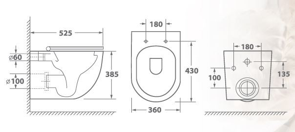 Унитаз подвесной OWL Wave Cirkel-H TOWLT190801 безободковый система смыва Торнадо с микролифтом