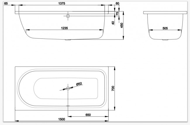 Ванна стальная Bette BetteOcean 150*70 8859-000