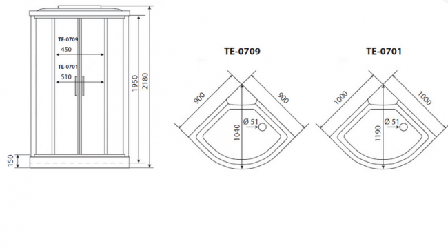 Душевая кабина Timo Eco TE-0709 P 90*90