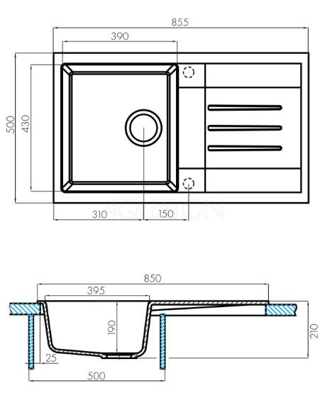 Мойка для кухни Акватон Верона 1A710032VR250 серый шелк