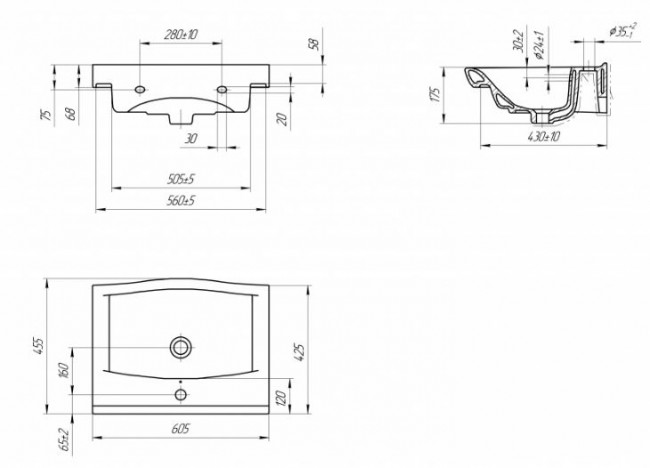 Раковина Cersanit Strim 60 UM-STR60/1-w
