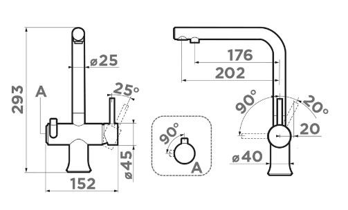 Смеситель Omoikiri Hotaru-B 4994029 для кухни с подключением к фильтру вороненая сталь/синий