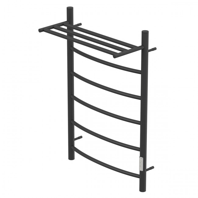 Полотенцесушитель электрический Point Афина PN04858PB П5 500*800 с полкой диммер справа черный