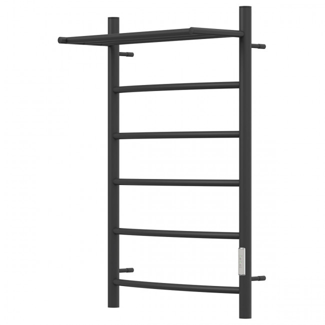 Полотенцесушитель электрический Point Афина PN04858PB П5 500*800 с полкой диммер справа черный